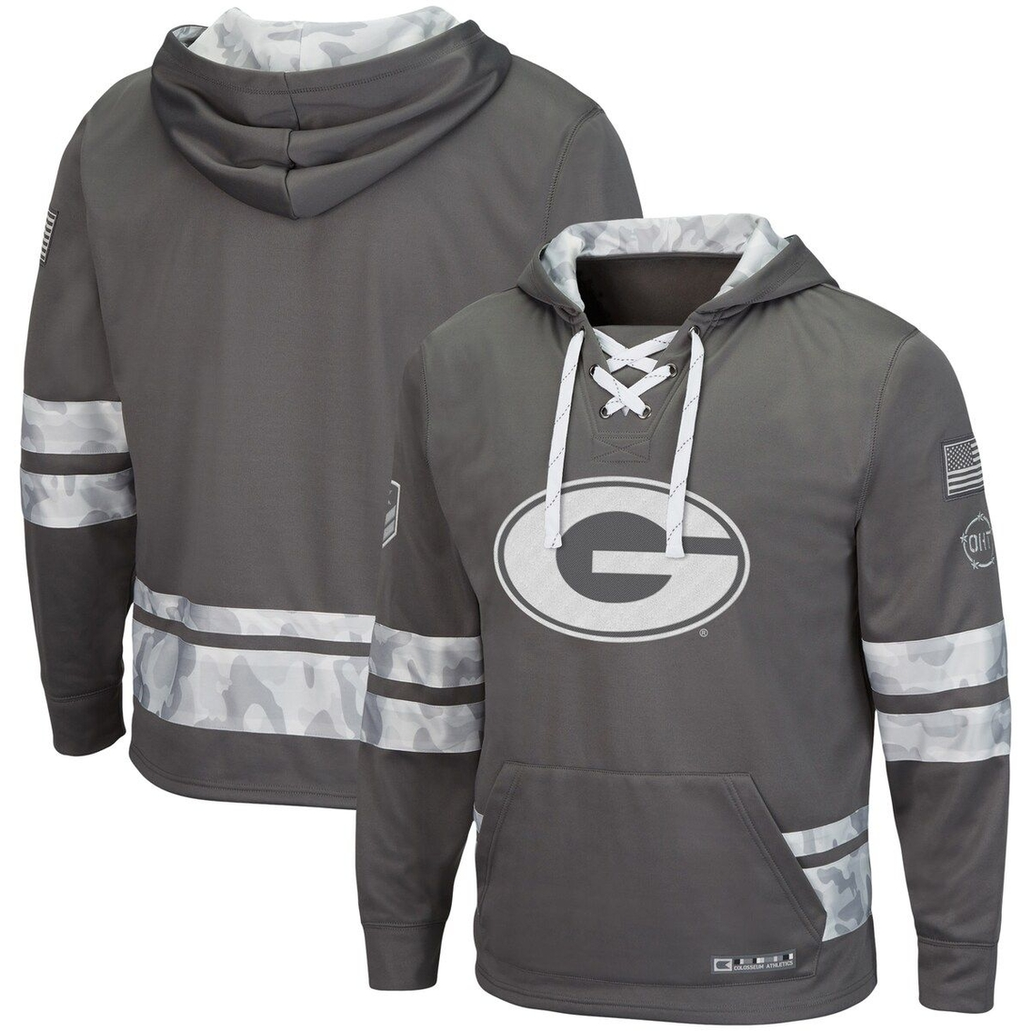 Colosseum Men's Gray Georgia Bulldogs OHT Military Appreciation Lace-Up Pullover Hoodie 2 Colosseum Men's Gray Georgia Bulldogs OHT Military Appreciation Lace-Up Pullover Hoodie - Image 2