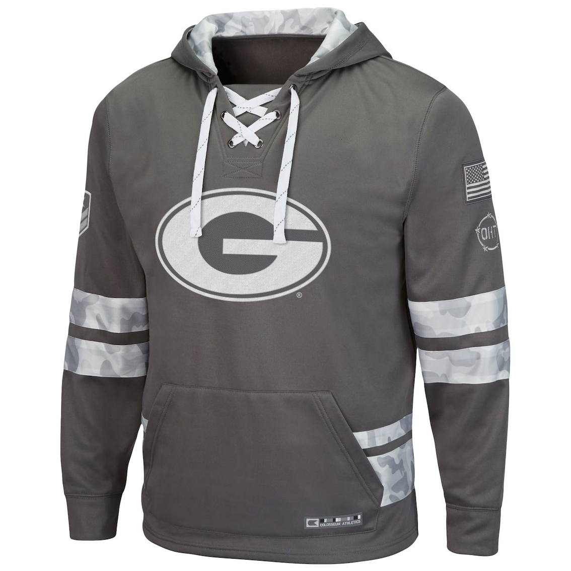 Colosseum Men's Gray Georgia Bulldogs OHT Military Appreciation Lace-Up Pullover Hoodie 3 Colosseum Men's Gray Georgia Bulldogs OHT Military Appreciation Lace-Up Pullover Hoodie - Image 3