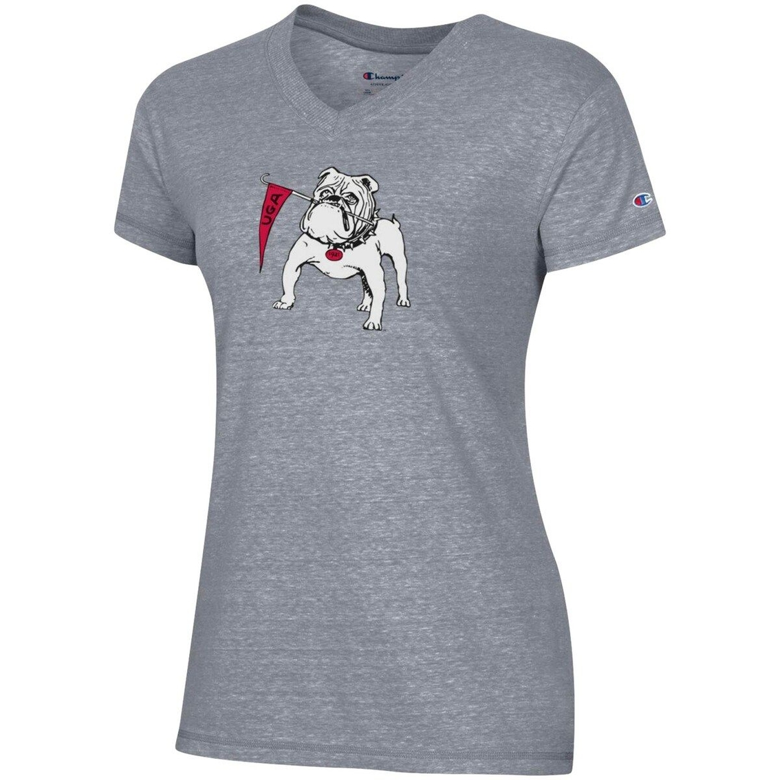 Champion Women's Gray Georgia Bulldogs Vault Logo V-Neck T-Shirt 3 Champion Women's Gray Georgia Bulldogs Vault Logo V-Neck T-Shirt - Image 3
