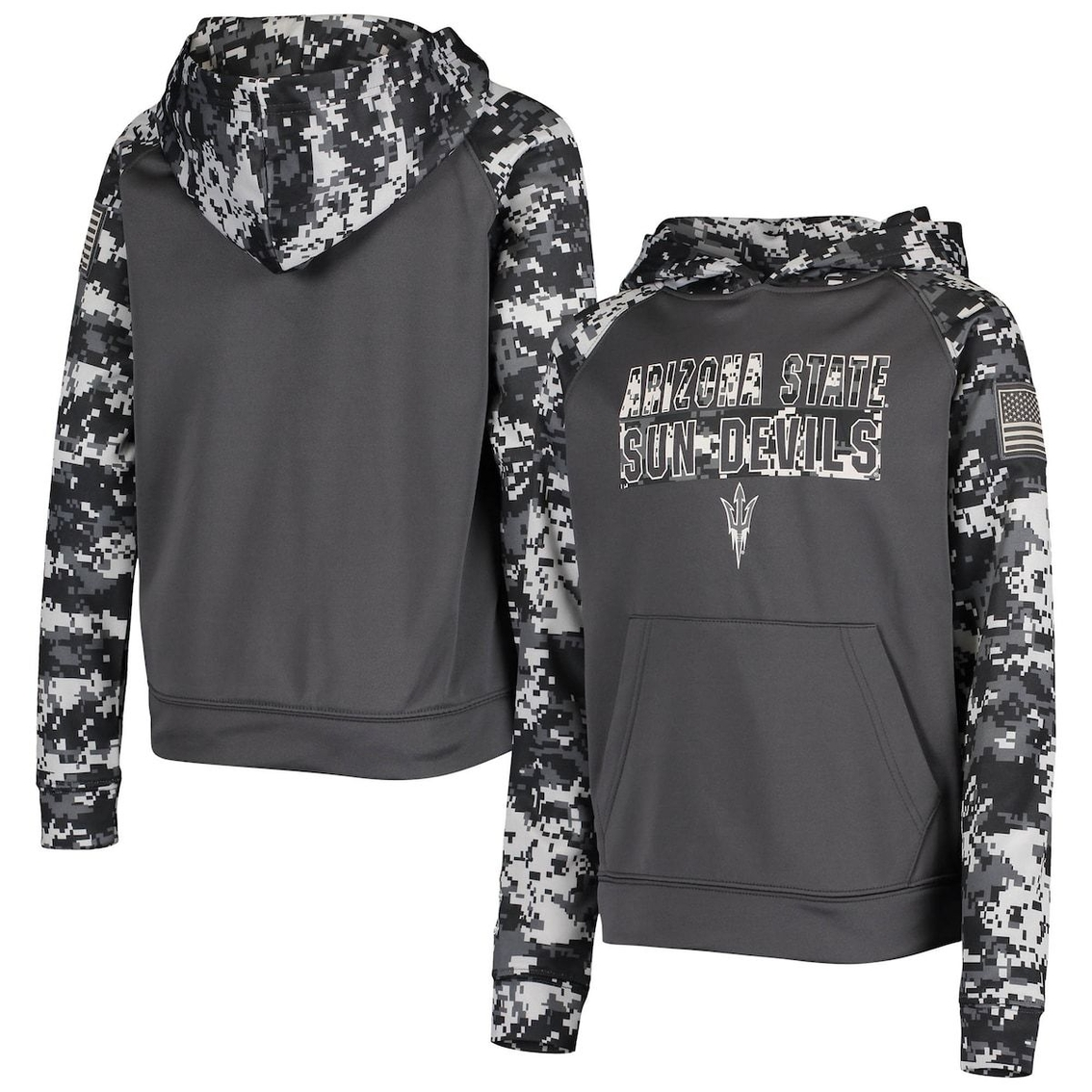 Colosseum Youth Charcoal Arizona State Sun Devils OHT Military Appreciation Digital Camo Raglan Pullover Hoodie 2 Colosseum Youth Charcoal Arizona State Sun Devils OHT Military Appreciation Digital Camo Raglan Pullover Hoodie - Image 2
