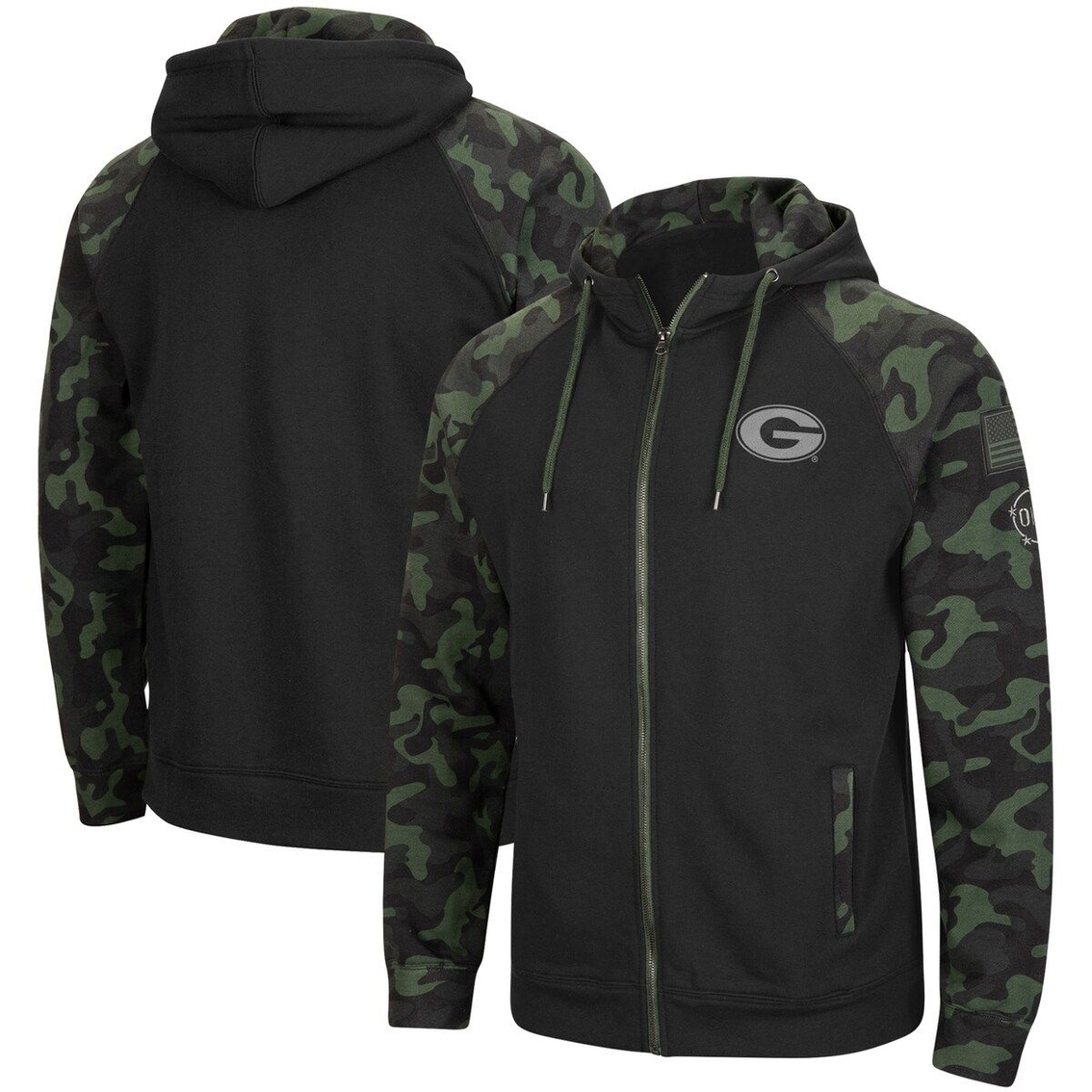 Colosseum Men's Black/Camo Georgia Bulldogs OHT Military Appreciation Raglan Full-Zip Hoodie 1 Colosseum Men's Black/Camo Georgia Bulldogs OHT Military Appreciation Raglan Full-Zip Hoodie