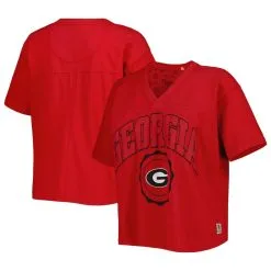 Pressbox Women's Red Georgia Bulldogs Sycamore Edith Waist-Length V-Neck T-Shirt