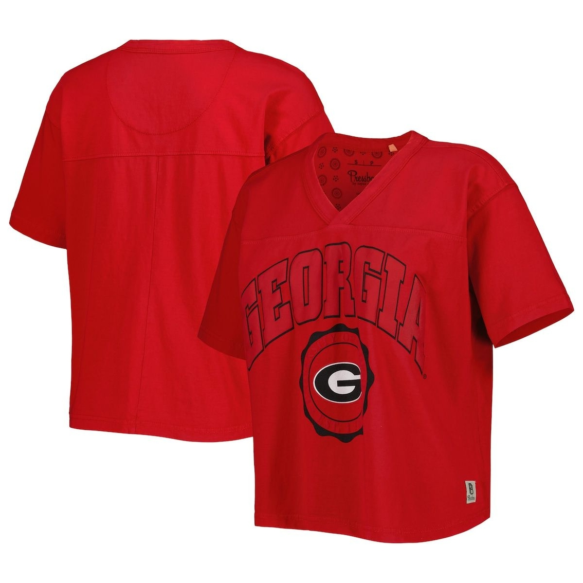 Pressbox Women's Red Georgia Bulldogs Sycamore Edith Waist-Length V-Neck T-Shirt 1 Pressbox Women's Red Georgia Bulldogs Sycamore Edith Waist-Length V-Neck T-Shirt