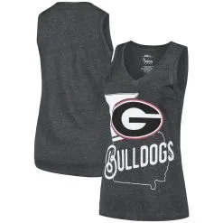 Pressbox Women's Black Georgia Bulldogs Ferris Melange V-Neck Tank Top