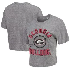 Pressbox Women's Gray Georgia Bulldogs Bishop Tri-Blend Knobi Crop T-Shirt