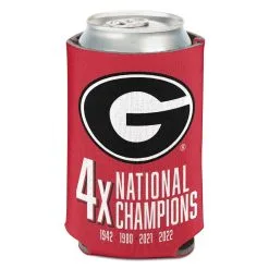 WinCraft Georgia Bulldogs Team Logo Four-Time College Football National S 12oz Helmet Can Cooler