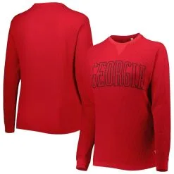 Pressbox Women's Red Georgia Bulldogs Surf Plus Size Southlawn Waffle-Knit Thermal Tri-Blend Long Sleeve T-Shirt