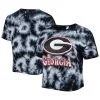 ZooZatz Women's Black Georgia Bulldogs Cloud-Dye Cropped T-Shirt