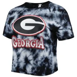 ZooZatz Women's Black Georgia Bulldogs Cloud-Dye Cropped T-Shirt -Arizona State Sun Devils Shop DSCO1161635912 1007 ALT2