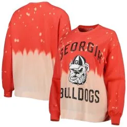 Gameday Couture Women's Red Georgia Bulldogs Twice As Nice Faded Dip-Dye Pullover Sweatshirt