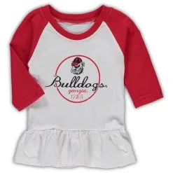 Wes & Willy Girls Infant White/Red Georgia Bulldogs Stripe Raglan Long Sleeve T-Shirt & Leggings Set -Arizona State Sun Devils Shop DSCO1161640341 3550 ALT2