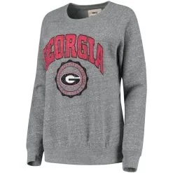 Pressbox Women's Heathered Gray Georgia Bulldogs Edith Vintage Knobi Pullover Sweatshirt