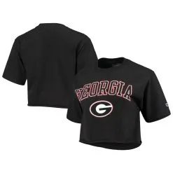 Champion Women's Black Georgia Bulldogs Cropped Boyfriend T-Shirt