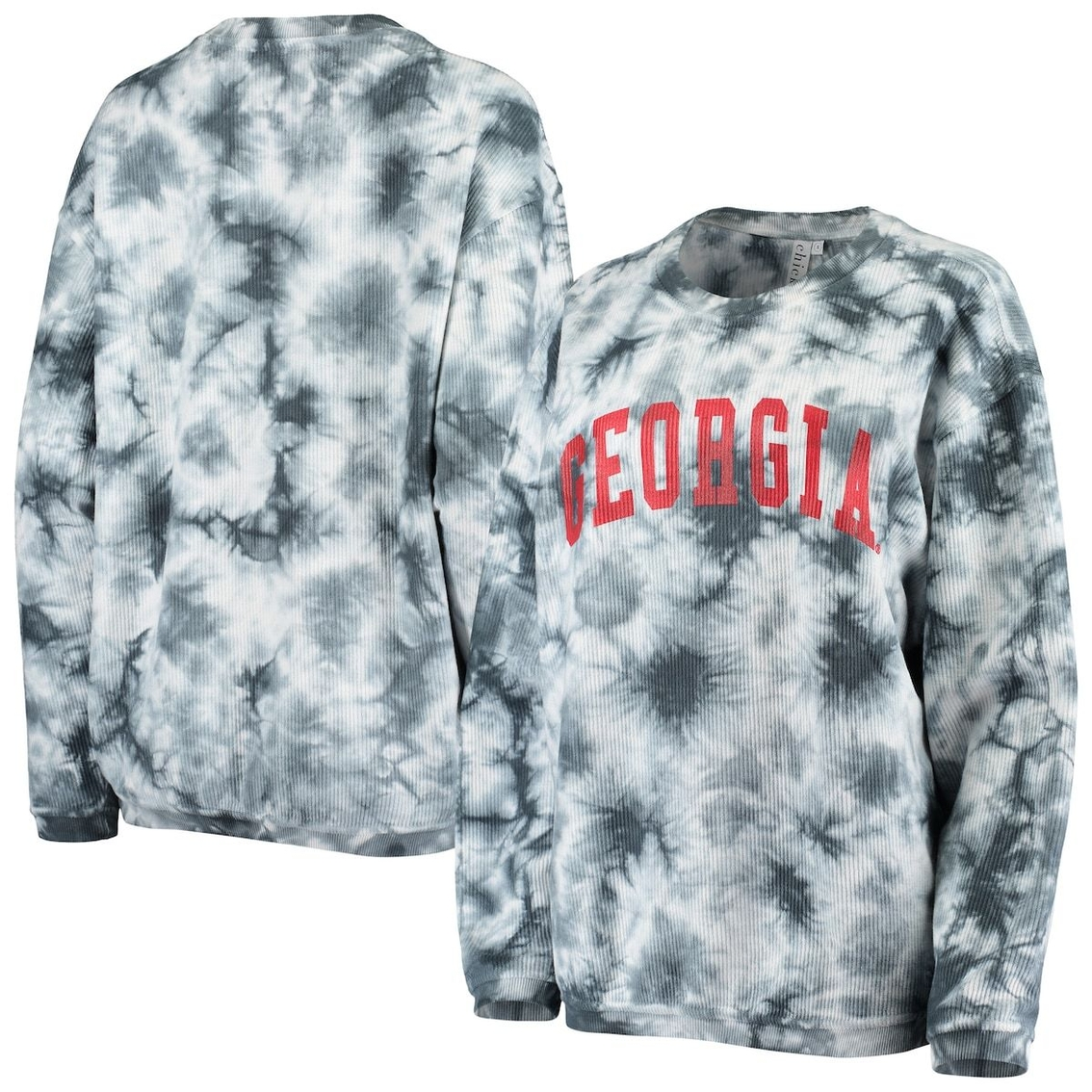 Chicka-d Women's White/Charcoal Georgia Bulldogs Tie Dye Corded Pullover Sweatshirt 1 Chicka-d Women's White/Charcoal Georgia Bulldogs Tie Dye Corded Pullover Sweatshirt