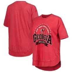 Pressbox Women's Heather Red Georgia Bulldogs Vintage Wash Poncho Captain T-Shirt